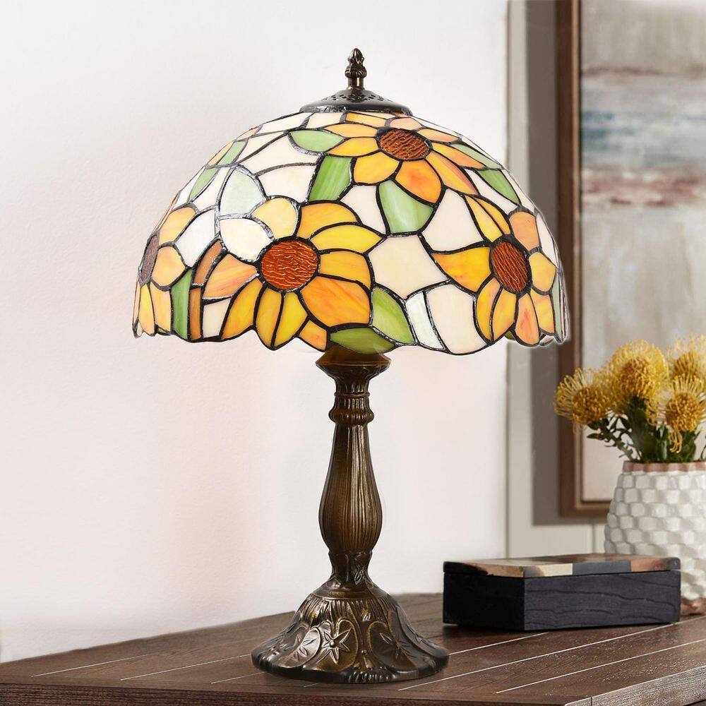 Decorative 18.1 in. Multicolored Glass Table Lamp Sunflower Tiffany-Style price history on PriceWatchPro