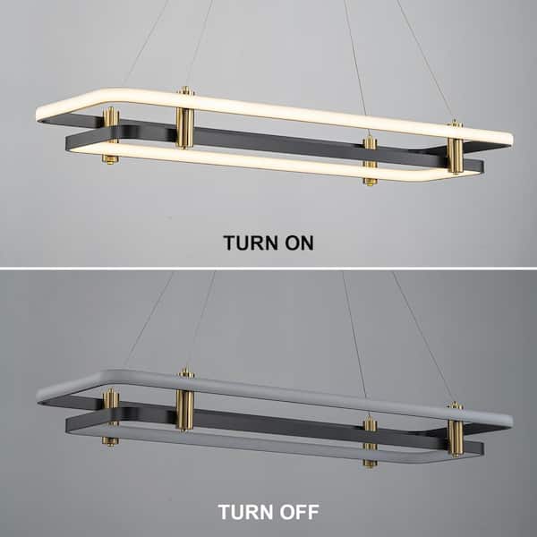 LLHZSY 47.6 in. Black and Brass Rectangle 2-Tier Integrated