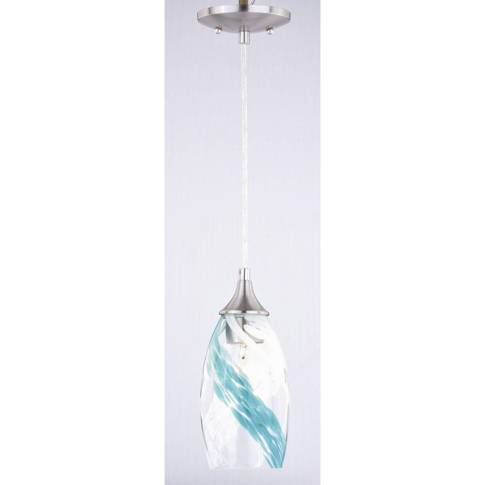 Milano 5" Satin Nickel Caribbean Swirl Glass Mini Pendant