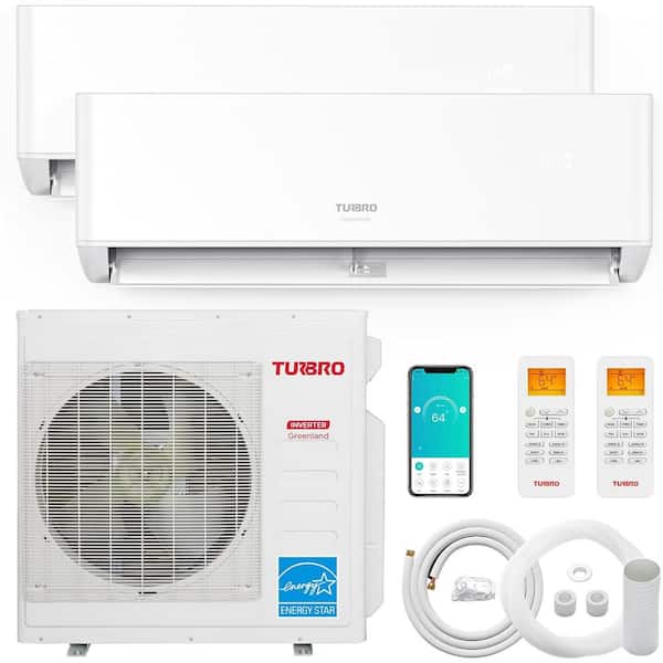 TURBRO 36,000 BTU Dual Zones Mini Split AC/Heating System, Ductless Inverter Heat Pump, 21.5 SEER2, WiFi Enabled, 18K+18K, 230V