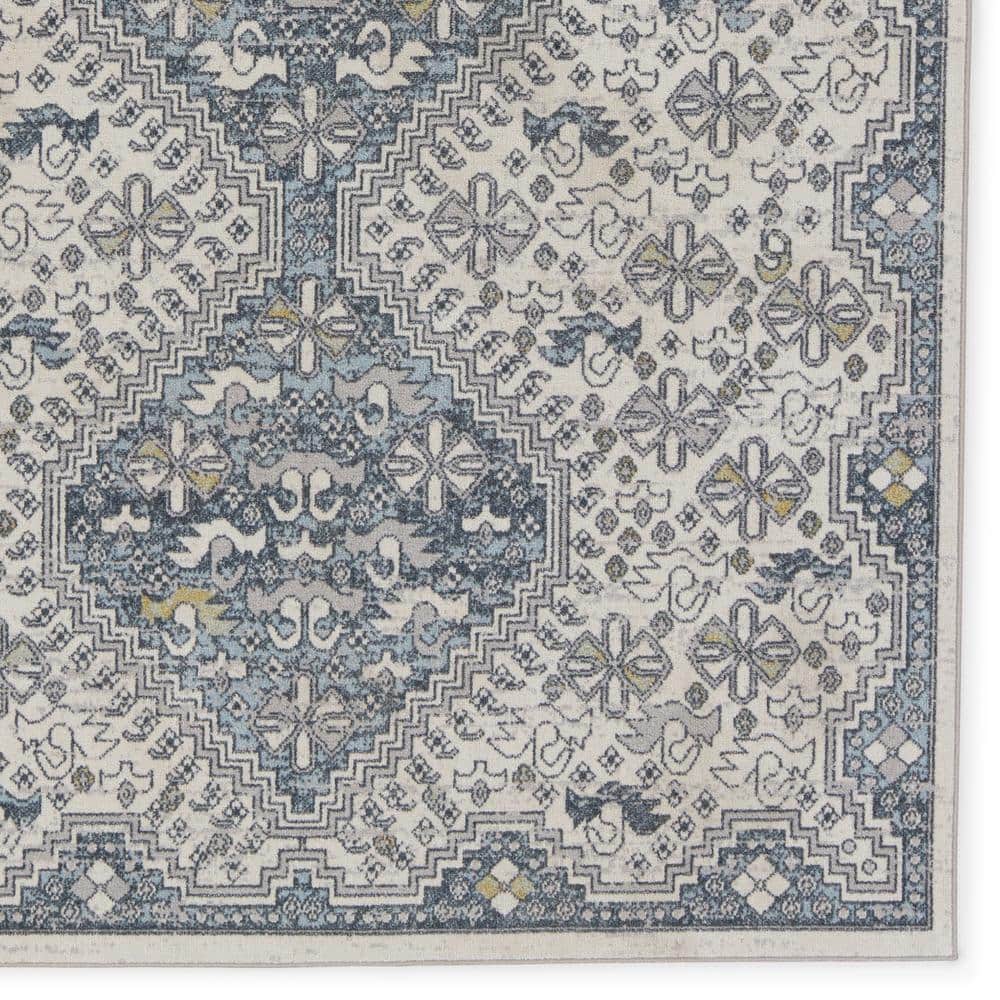 Nadine Chic Cream & Blue Medallion Tufted Area Rug