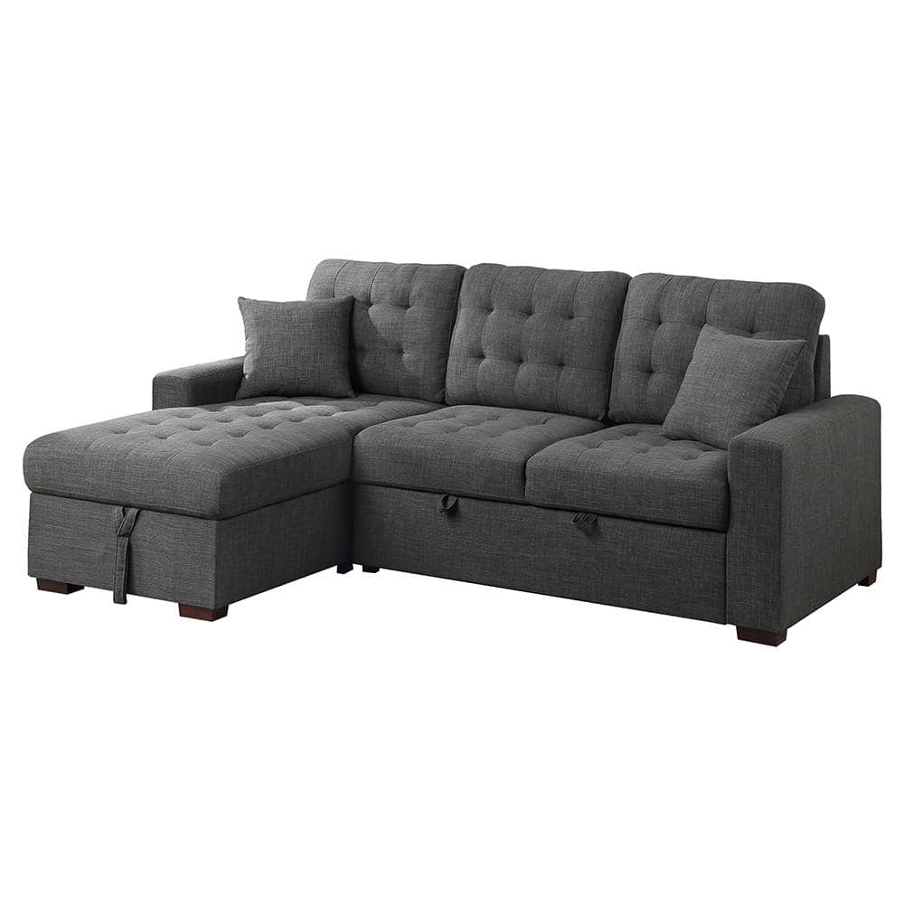 Fairborn 87 in. Straight Arm 2-piece Textured Fabric Sectional Sofa in Dark