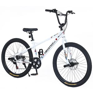 26 in. Freestyle Kids Bike Double Disc Brakes Children's Bicycle for Boys and Girls in White