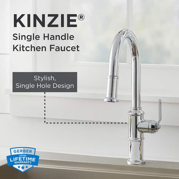 Kinzie Single Handle Pull Down Sprayer Kitchen Faucet in Chrome