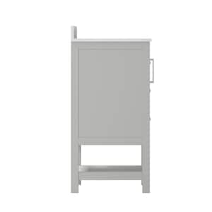 36 in. W x 19 in. D x 38 in. H Single Sink Freestanding Bath Vanity in Gray with White Stone Top
