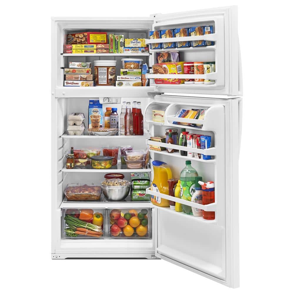 White Freestanding Top Freezer Refrigerator with Ice Maker