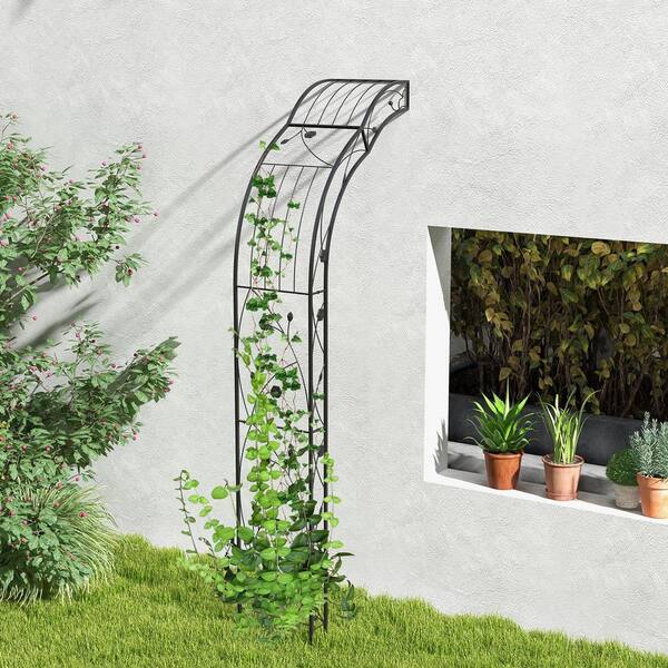 99 in. H x 56 in. W x 16 in. D Arch Arbor Trellis in Black