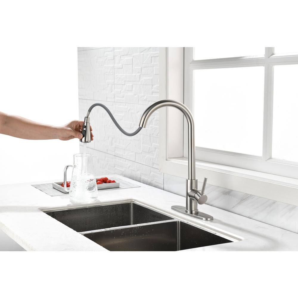 Brushed Nickel Stainless Steel Pull-Out Spray Kitchen Faucet