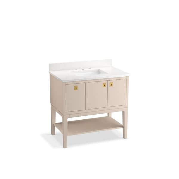 KOHLER Seagrove 31in. Single Sink Freestanding Light Clay Bath Vanity with White Quartz Top Assembled