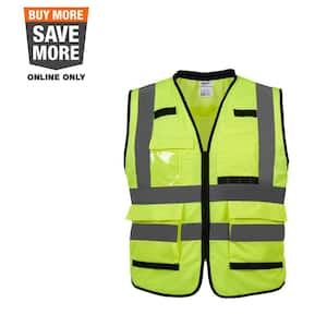 Performance Large/X-Large Yellow Class 2 High Visibility Safety Vest with 15 Pockets