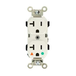 20 Amp Hospital Grade Extra Heavy Duty Isolated Ground Duplex Outlet, White