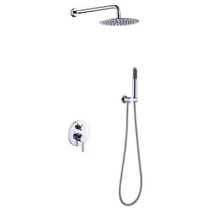 10 in. High Pressure Wall Mount Shower System Set with Round Head and Handheld Shower in Chrome