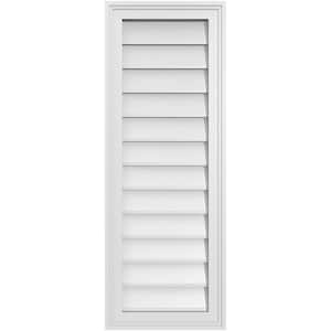 14 in. x 38 in. Vertical Surface Mount PVC Gable Vent: Decorative with Brickmould Frame