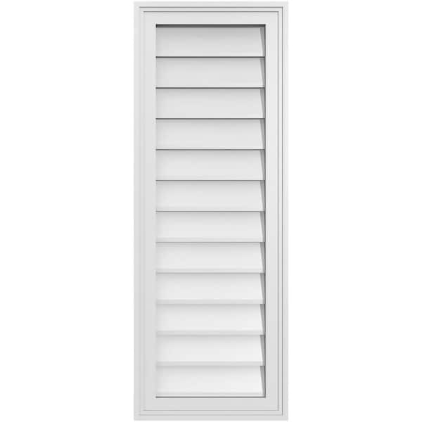 Ekena Millwork 14 in. x 38 in. Vertical Surface Mount PVC Gable Vent: Decorative with Brickmould Frame