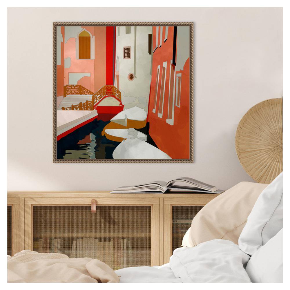 Venice Abstract Landscape Canvas Wall Art with Beaded Frame