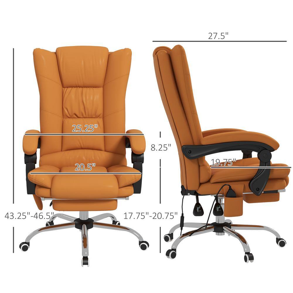 Light Brown High Back Leather Swivel Massage Office Chair