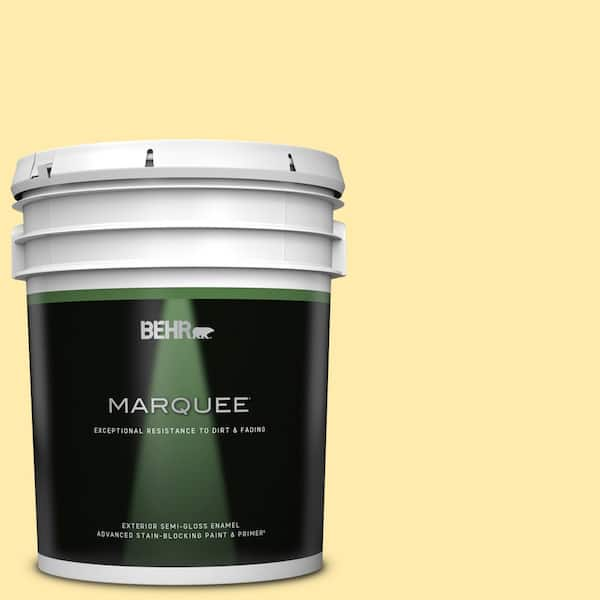 BEHR MARQUEE 5 gal. #370A-2 Pale Daffodil Semi-Gloss Enamel Exterior Paint & Primer