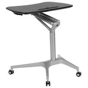 28.3 in. Rectangular Black/Silver Laptop Desks with Adjustable Height