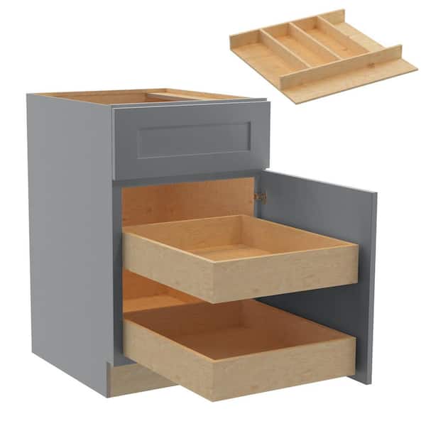 Home Decorators Collection Newport 21 in. W x 24 in. D x 34.5 in. H Assembled Plywood Base Kitchen Cabinet in Pearl Gray with 2ROT Utility RH