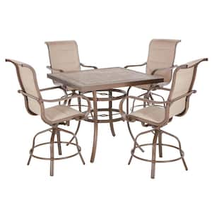 Sun Valley 5-Piece Aluminum Outdoor Patio Bar Height Dining Set in Sunbrella Sling