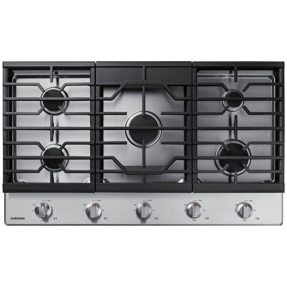 Samsung 36 in. Gas Cooktop in Stainless Steel with 5-Burners, Silver