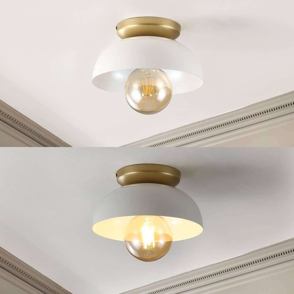 Paulina 8.5" White and Gold LED Flush Mount Ceiling Light