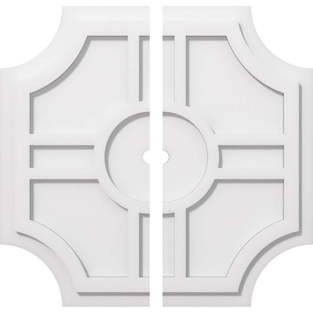 22" White PVC Two-Piece Contemporary Ceiling Medallion