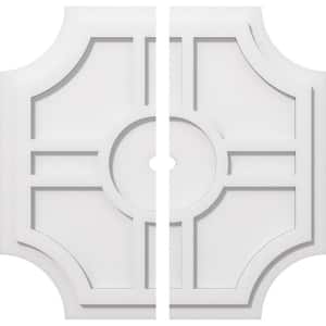 1 in. P X 7-1/4 in. C X 22 in. OD X 1 in. ID Haus Architectural Grade PVC Contemporary Ceiling Medallion, Two Piece