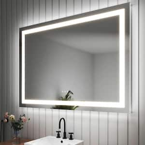 50 in. W x 36 in. H Rectangular Frameless Wall Anti-Fog LED Light Bathroom Vanity Mirror with Backlit and Front Light