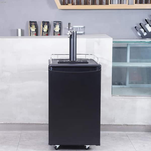 Single Tap Beer Kegerator, Full Size Keg Fridge, CO2 Cylinder, Drip Tray, 32°F-50°F, Fits 1/6,1/4,1/2 Barrels