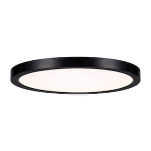 12 in. 25-Watt Modern Black Integrated LED Flush Mount with Clear Shade