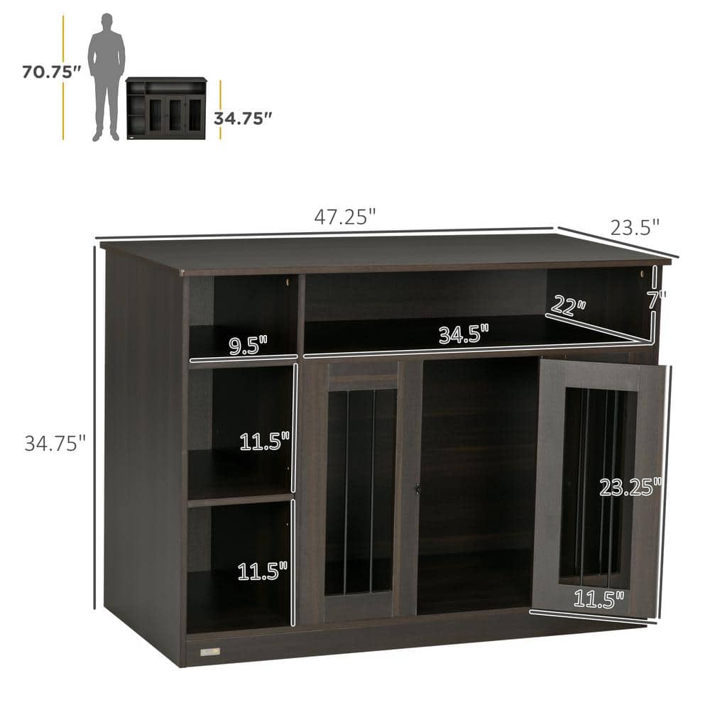 Medium Brown Wooden Dog Crate Table with Storage