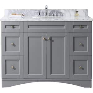 Elise 49 in. W Bath Vanity in Gray with Marble Vanity Top in White with Round Basin
