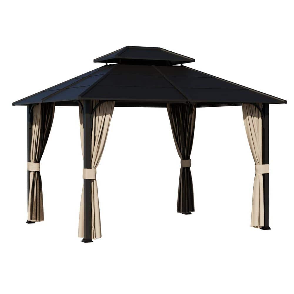 10 ft. x 12 ft. Aluminum Outdoor Gazebo with Double Galvanized Steel Hard Top, Mosquito Netting and Curtains price history on PriceWatchPro
