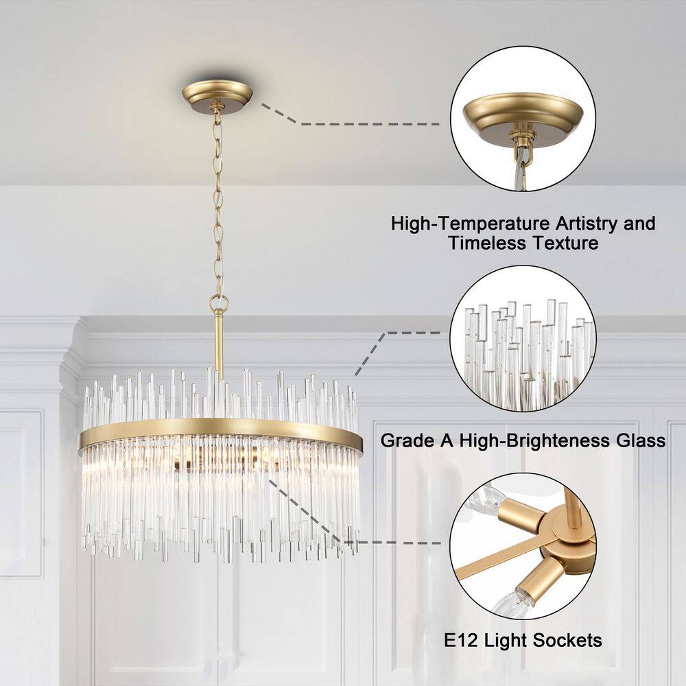 Casandra 5-Light Shiny Bronze Chandelier with Clear Crystal Bars