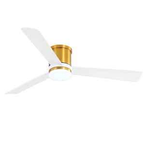 Sawyer Ⅲ 52 in. Integrated LED Indoor White-Blade Gold Ceiling Fan with Light and Remote Control Included