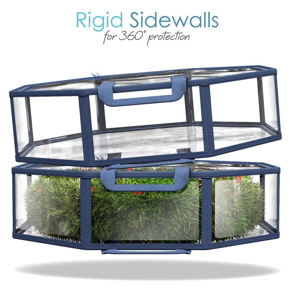 36 in. Blue PVC Wreath Storage Container-2-Pack