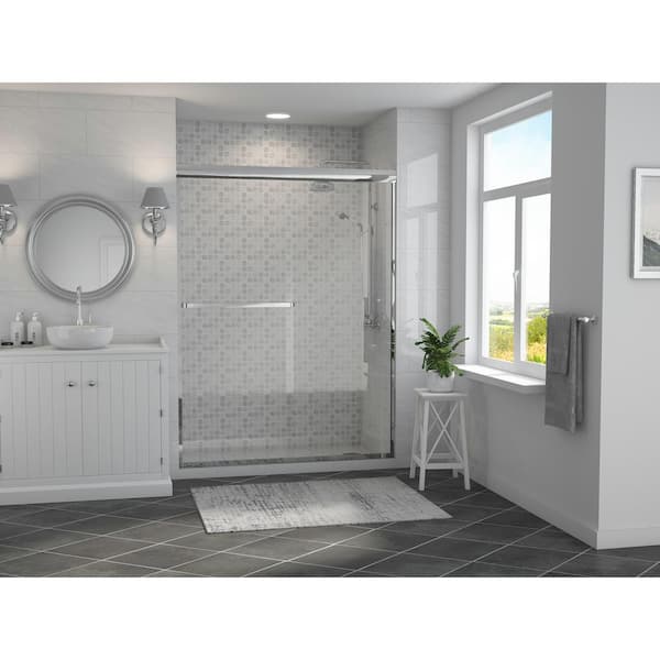 Coastal Shower Doors Paragon 3/16 B Series 46 in. x 69 in. Semi-Framed Sliding Shower Door with Towel Bar in Chrome and Clear Glass