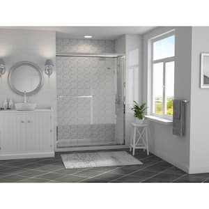 Paragon 3/16 B Series 56 in. x 69 in. Semi-Framed Sliding Shower Door with Towel Bar in Chrome and Clear Glass