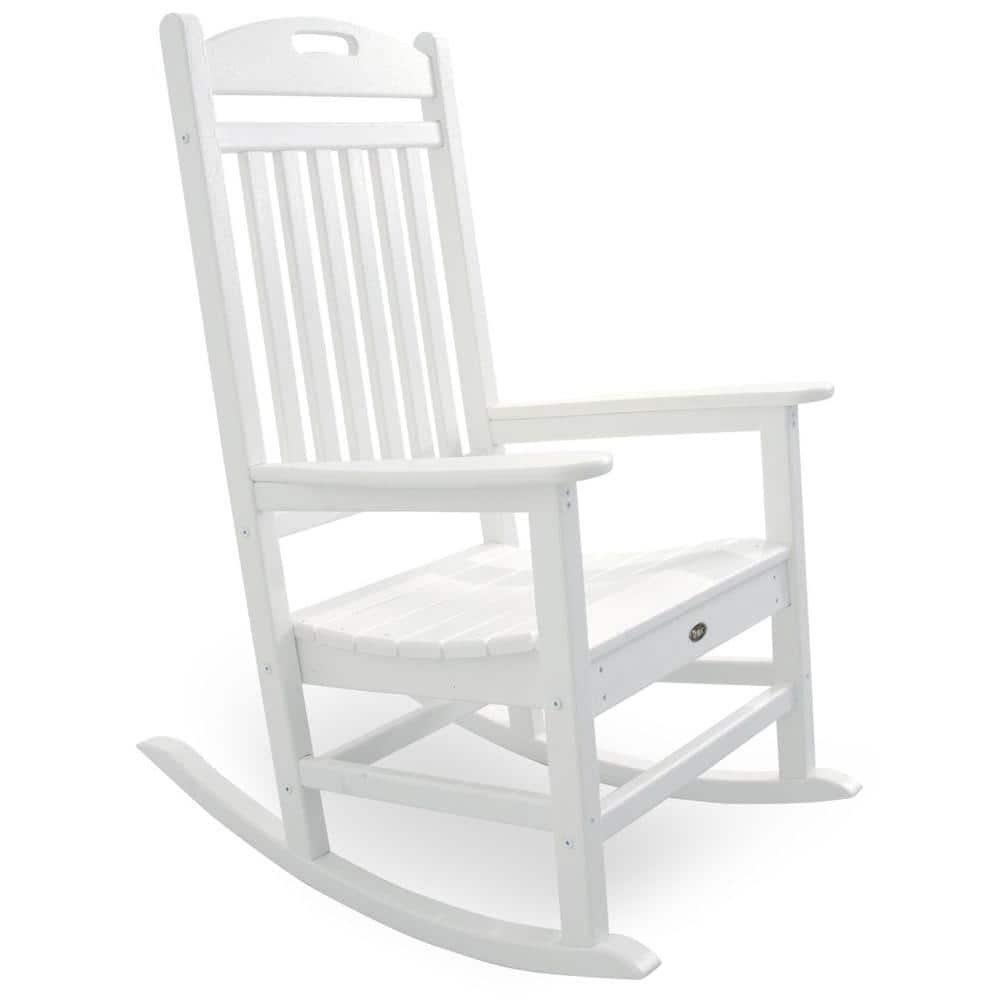 Classic White Polywood Outdoor Rocking Chair with Arms