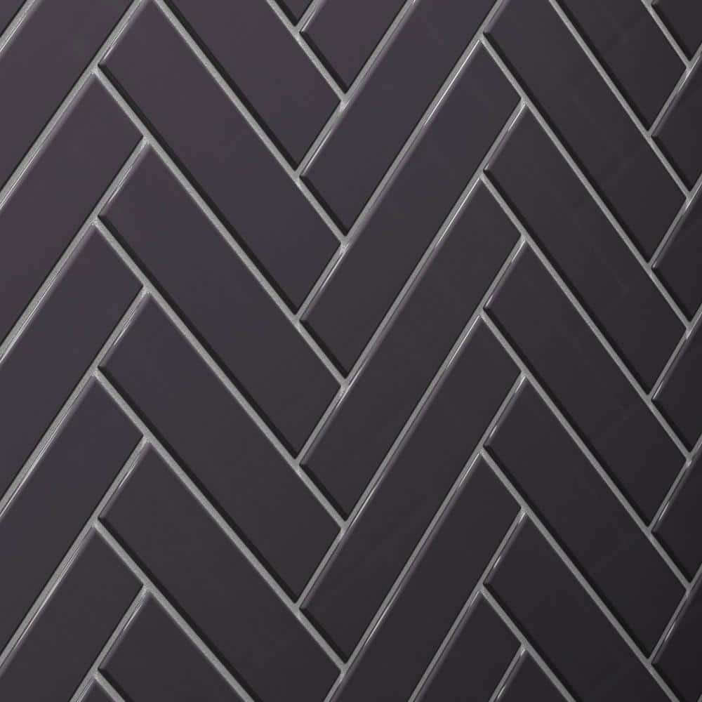 Carbon Gloss 2x8 Glass Subway Wall Tile