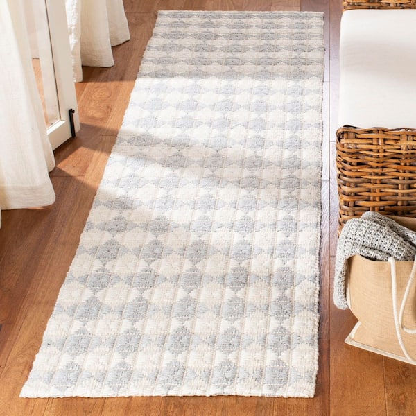 Natura 2 ft. x 8 ft. Silver/Ivory Geometric Multi-Diamonds Runner Rug