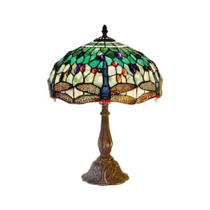 16 in. Dragonfly Multicolored Brown Table Lamp