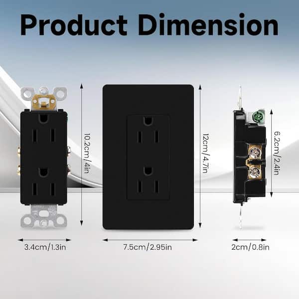 Lukyamzn 15A Decorator Receptacle Outlet with Wall Plate, Non