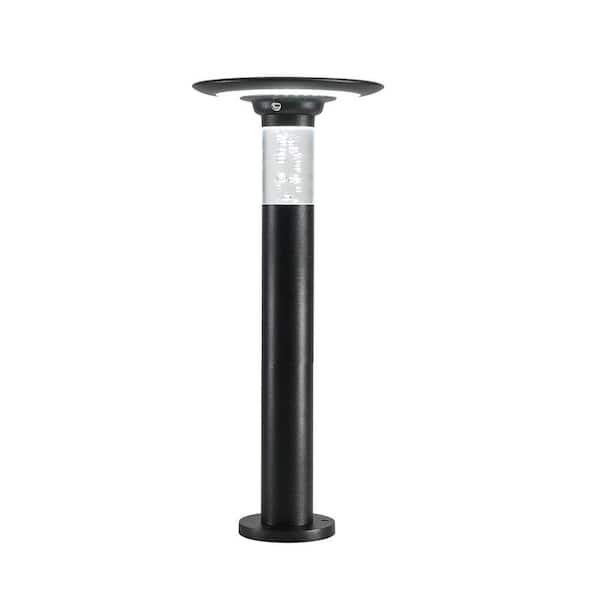 1 Light Black Aluminum Battery Operated Outdoor Waterproof Post Light with Integrated LED