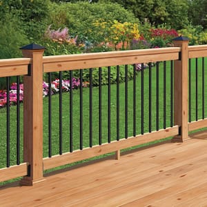 Western Red Cedar 6 ft. Railing Kit with Black Aluminum Balusters