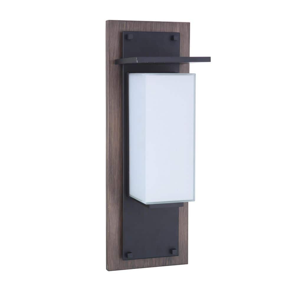 Heights 24" Whiskey Barrel and Black LED Wall Lantern Sconce