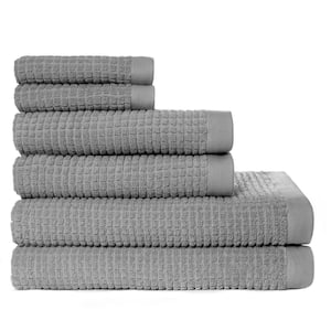 Mini Block 6-Piece Grey Solid Cotton Bath Towel Set