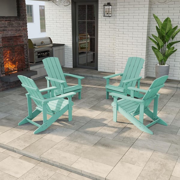 JOYESERY Apple Green Weather Resistant HIPS Plastic Adirondack Chair for Outdoors (4-Pack)
