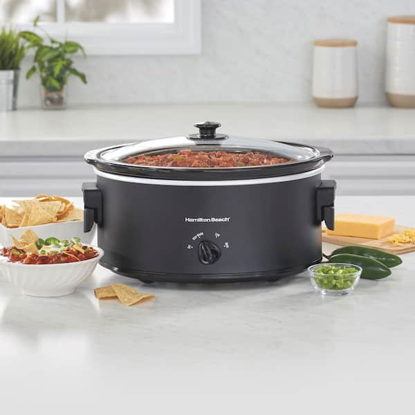 HAMILTON BEACH 電気式タジン鍋 黒 Hamilton Beach 7 qt. Black Slow Cooker with Folding Handles 33174